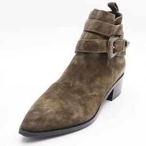 Marc Fisher Yandi Belted Western Suede Booties size 9 1/2 med